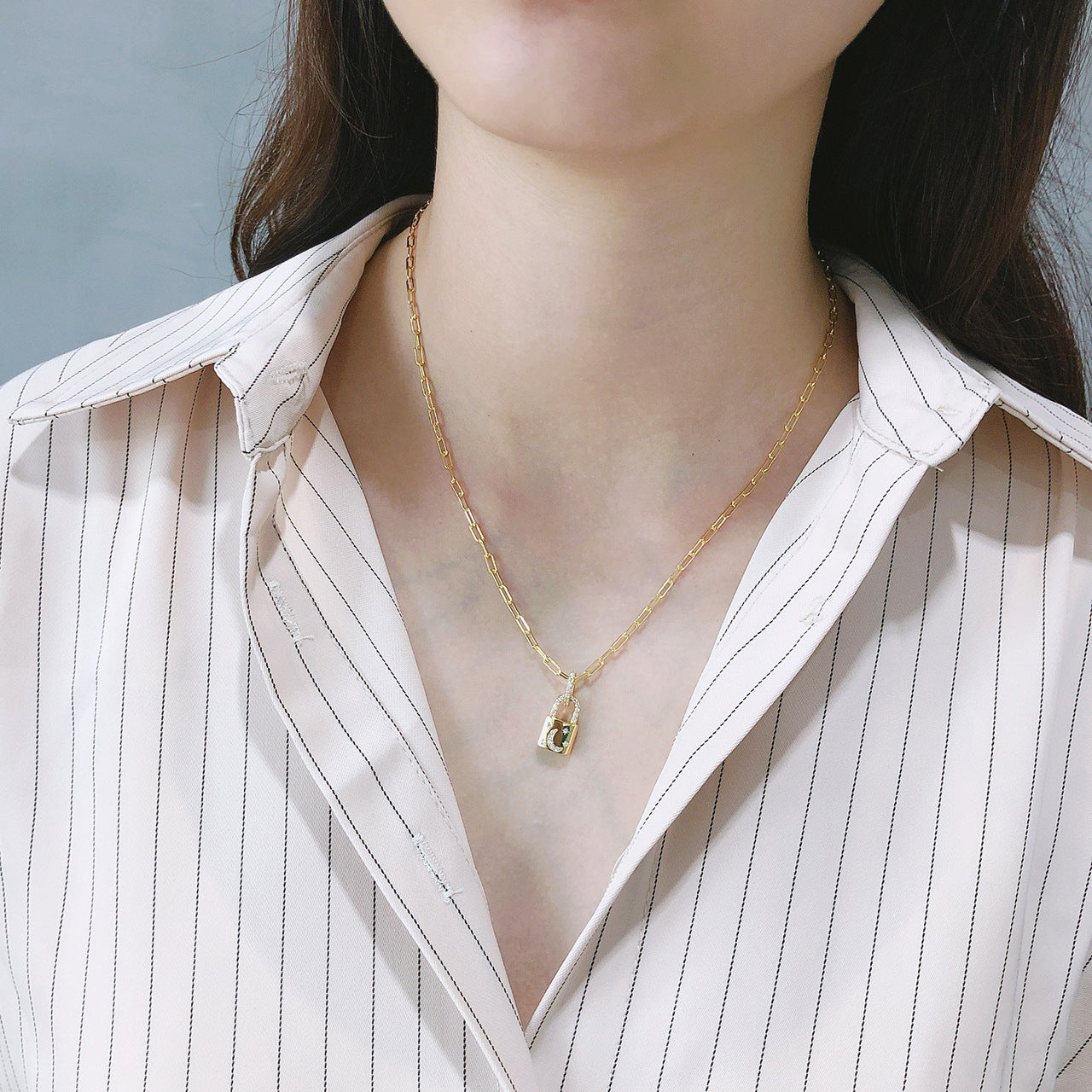 Gold Lock Necklace