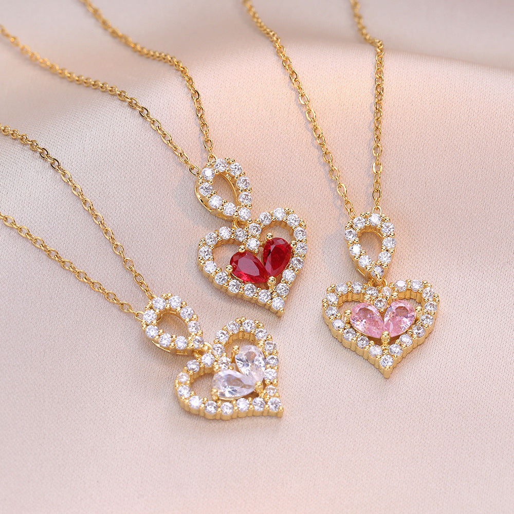 Rhinestone Crystal Heart Necklaces
