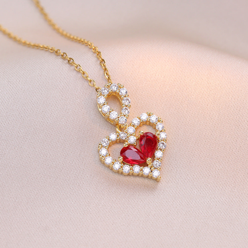 Rhinestone Crystal Heart Necklaces