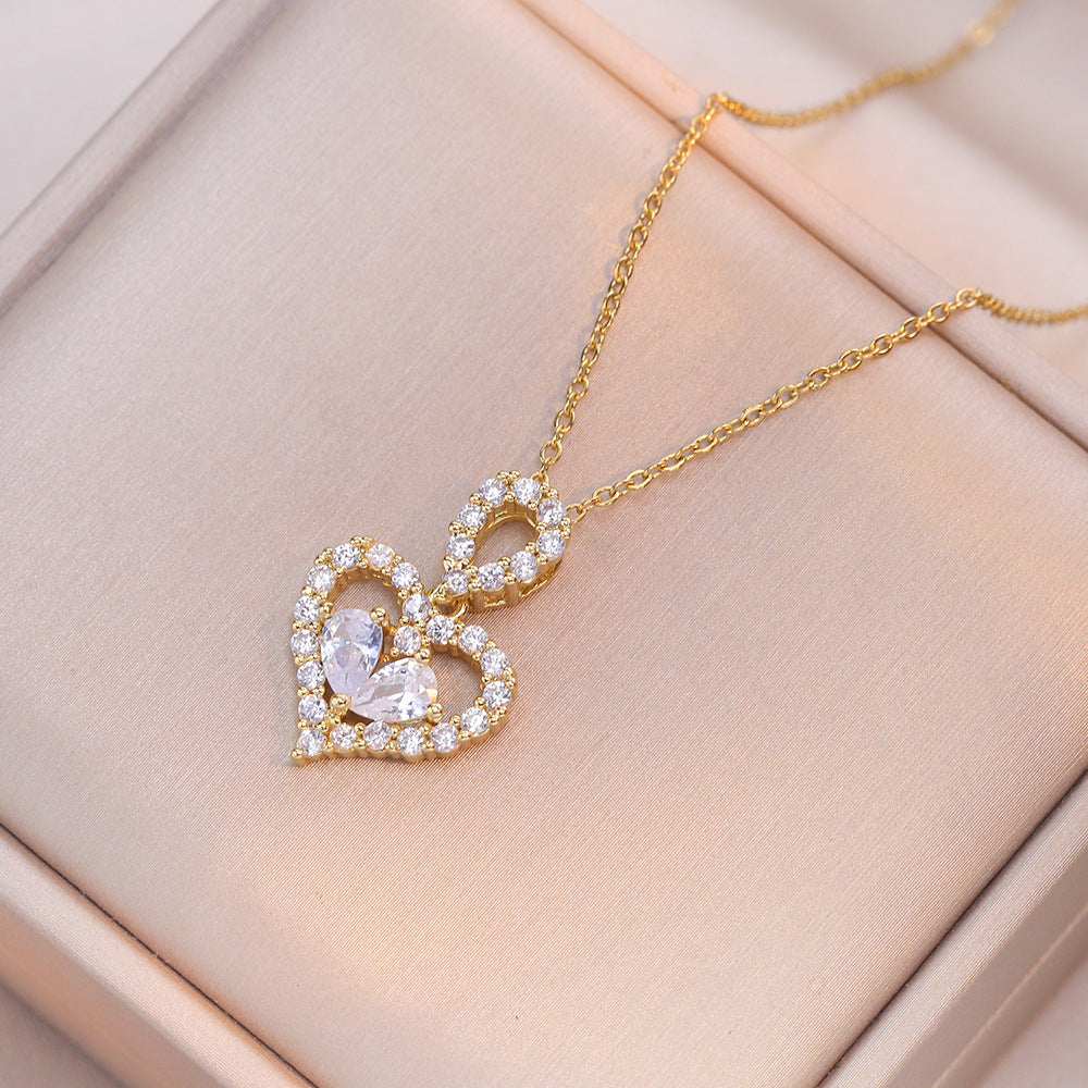 Rhinestone Crystal Heart Necklaces