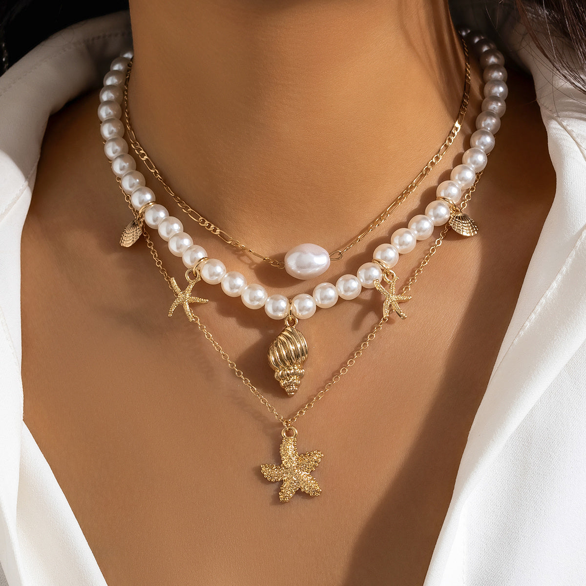 3-piece Set Of Sea Pearl Necklace